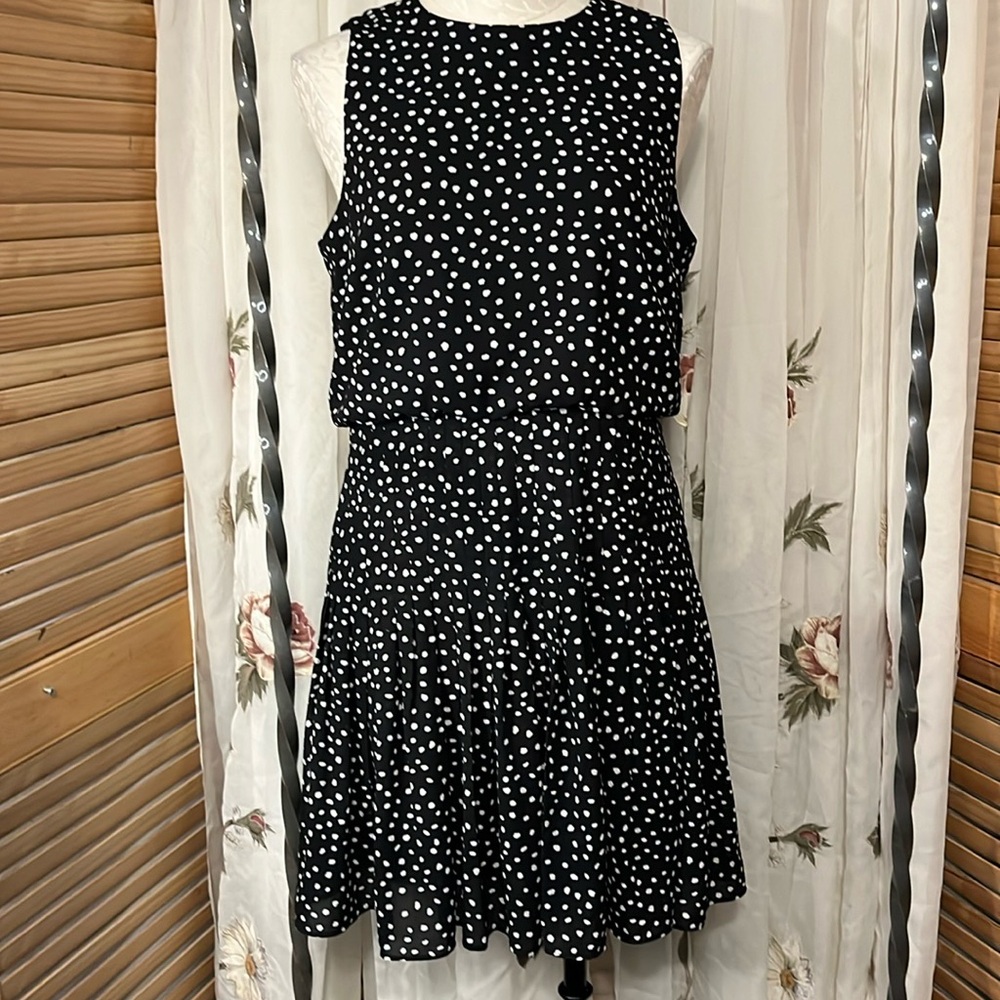 Ann Taylor sleeveless dress black/white 8P
